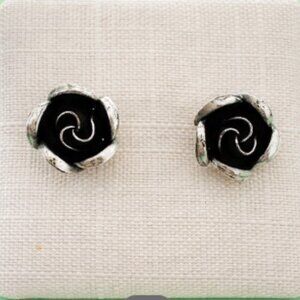 Vintage Mid Century Modern Rose Earrings TEKA Germany 925 Sterling Silver